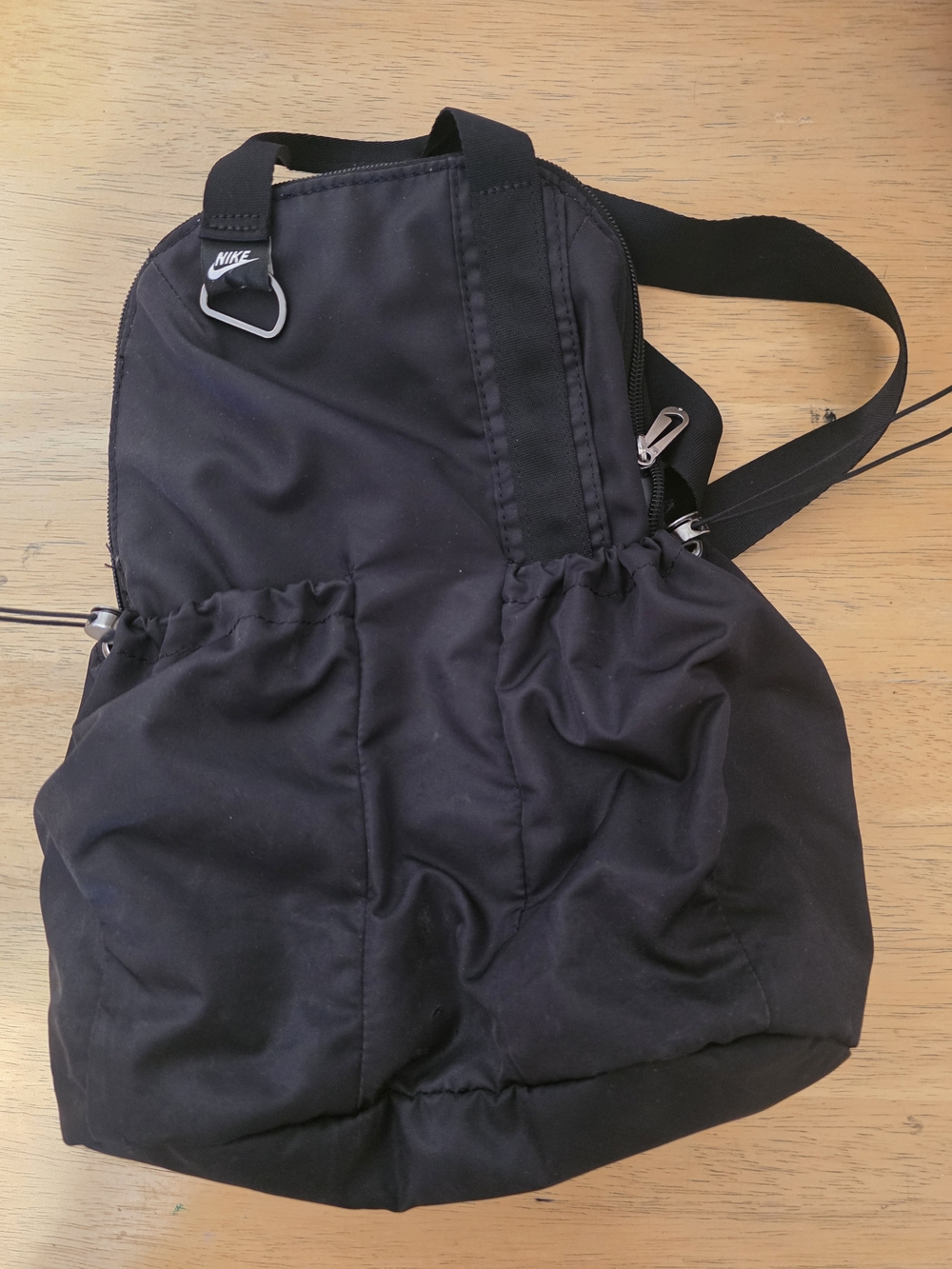 Nike Black Nylon Drawstring Backpack with Front Pockets